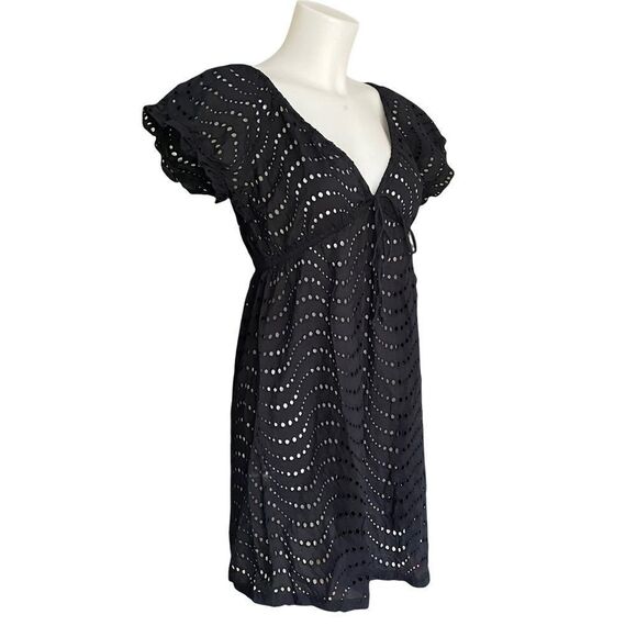 LA BLANCA WOMEN’s EYELET CASUAL MINI DRESS/ BEACH COVER UP BLACK‎ SZ SMALL - Picture 5 of 11